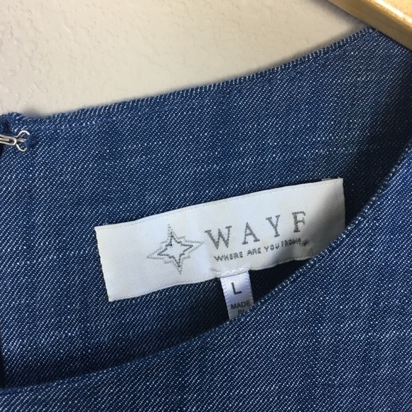 WAYF Denim Chambray Short Sleeve Dress Large - Picture 7 of 8